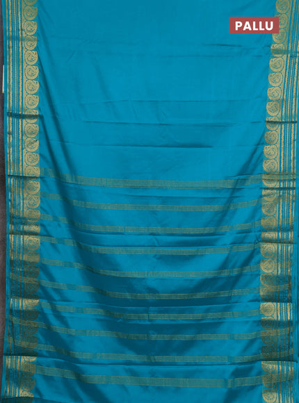 Teal Blue Semi Mysore Silk Saree