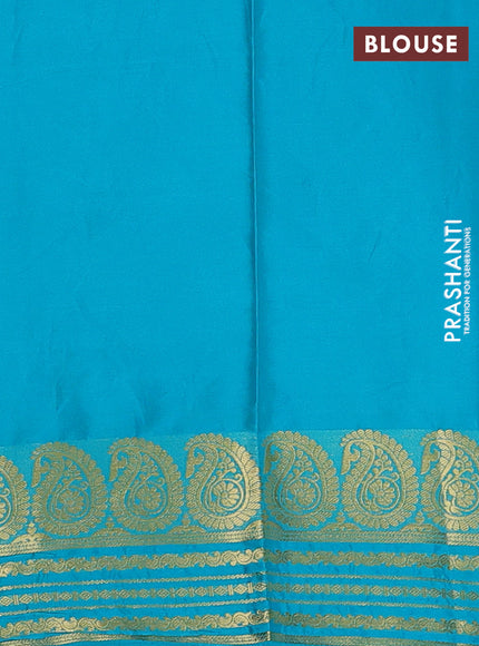 Teal Blue Semi Mysore Silk Saree
