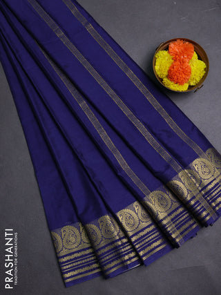 Navy Blue Semi Mysore Silk Saree