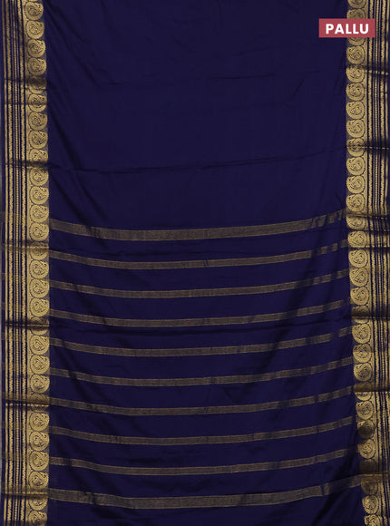 Navy Blue Semi Mysore Silk Saree
