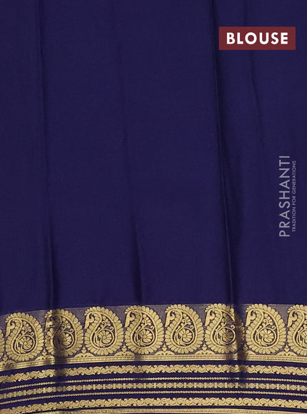 Navy Blue Semi Mysore Silk Saree
