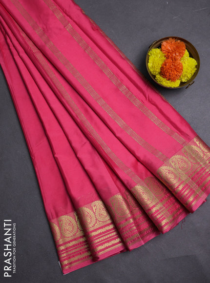 Peach Pink Semi Mysore Silk Saree