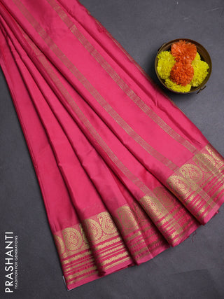 Peach Pink Semi Mysore Silk Saree