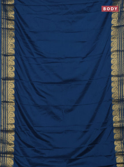 Peacock Blue Semi Mysore Silk Saree