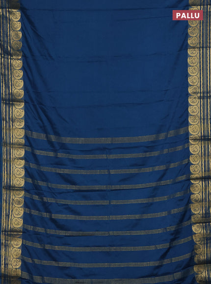 Peacock Blue Semi Mysore Silk Saree