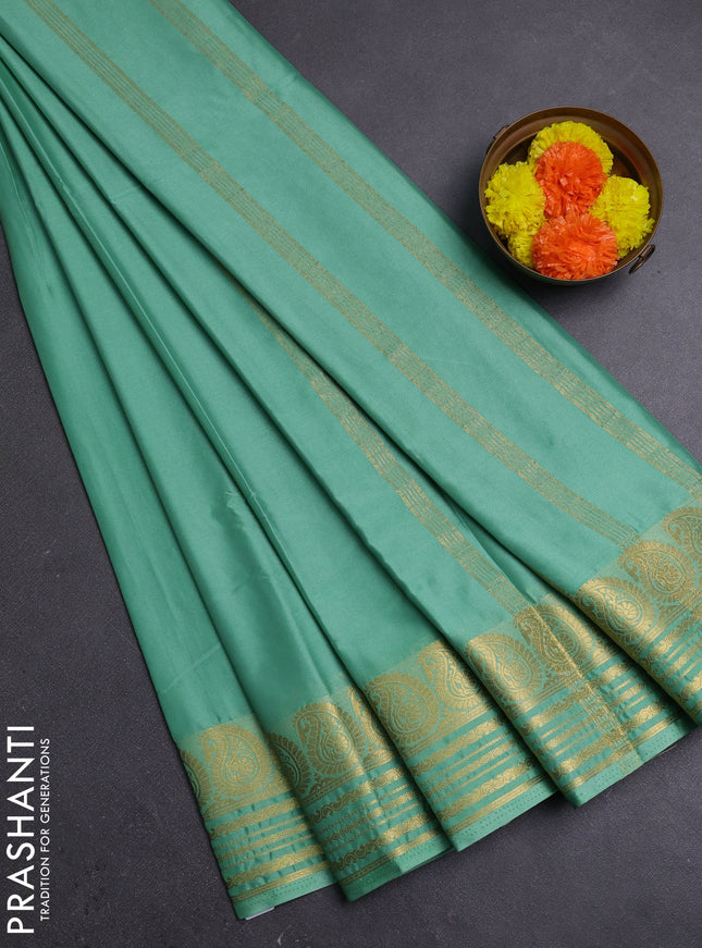 Pastel Green Semi Mysore Silk Saree