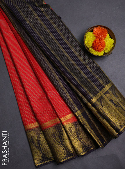 Red & Jamun Semi Mysore Silk Saree