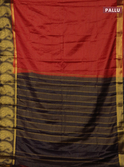 Red & Jamun Semi Mysore Silk Saree