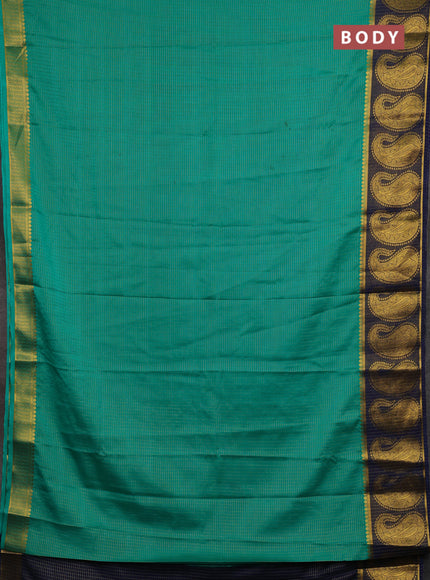 Teal Green & Navy Blue Semi Mysore Silk Saree