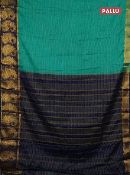 Teal Green & Navy Blue Semi Mysore Silk Saree