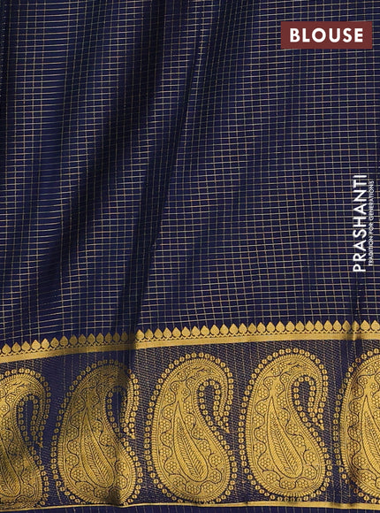 Teal Green & Navy Blue Semi Mysore Silk Saree