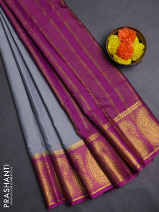 Grey & Pink Semi Mysore Silk Saree
