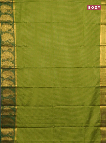 Lime Green & Green Semi Mysore Silk Saree