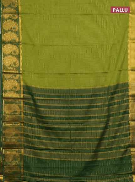 Lime Green & Green Semi Mysore Silk Saree