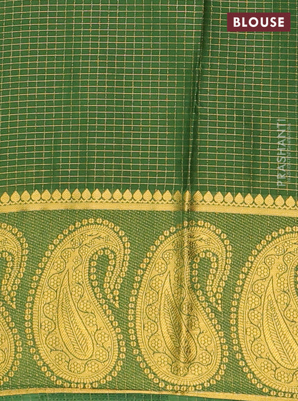 Lime Green & Green Semi Mysore Silk Saree