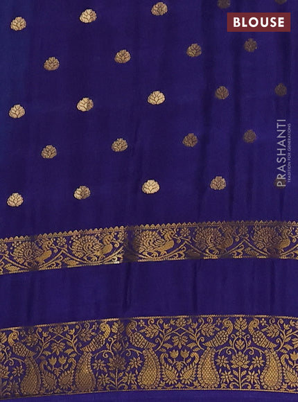 Teal Blue & Blue Semi Mysore Silk Saree