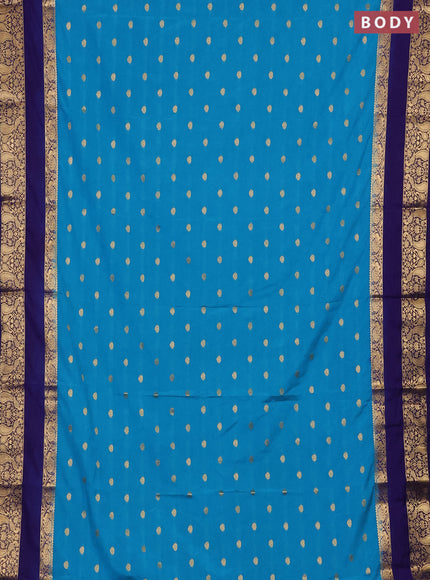 Teal Blue & Navy Blue Semi Mysore Silk Saree