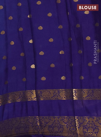 Teal Blue & Navy Blue Semi Mysore Silk Saree