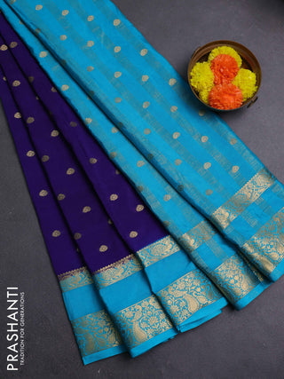 Violet & Cs Blue Semi Mysore Silk Saree