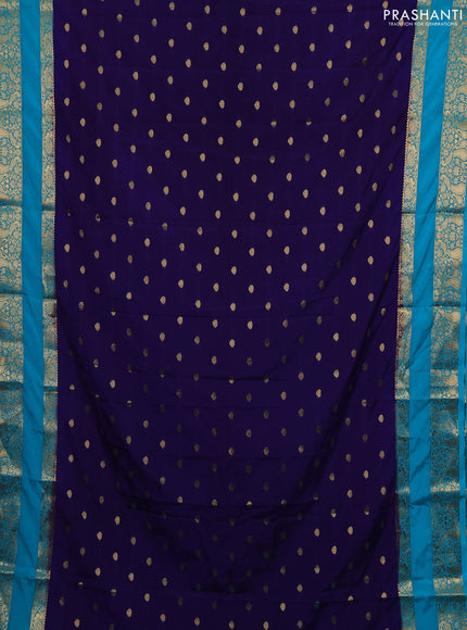 Violet & Cs Blue Semi Mysore Silk Saree