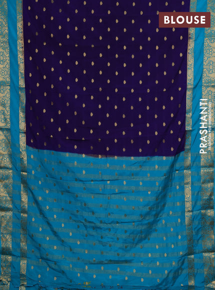 Violet & Cs Blue Semi Mysore Silk Saree