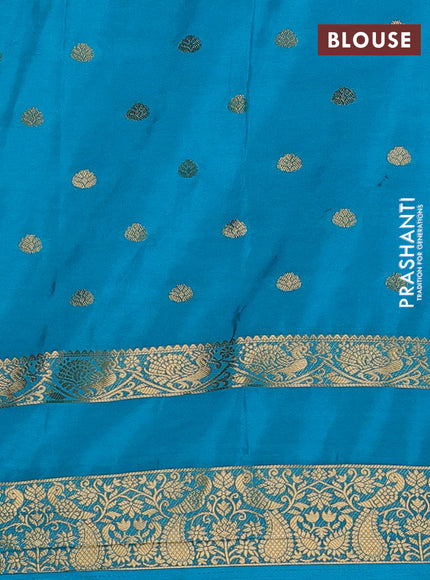 Violet & Cs Blue Semi Mysore Silk Saree