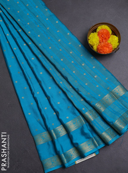 Cs Blue Semi Mysore Silk Saree