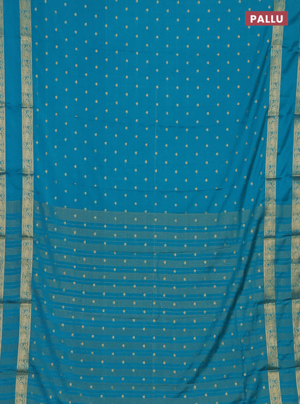 Cs Blue Semi Mysore Silk Saree