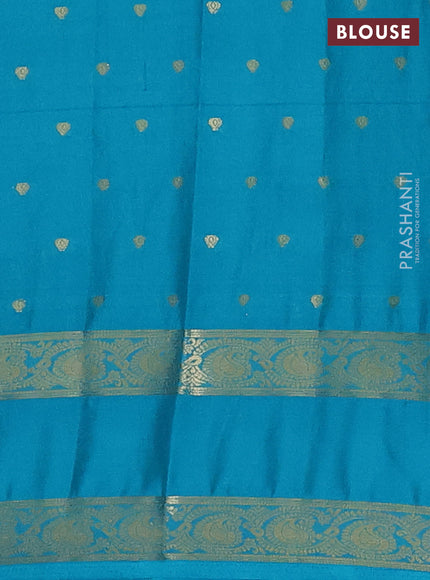 Cs Blue Semi Mysore Silk Saree