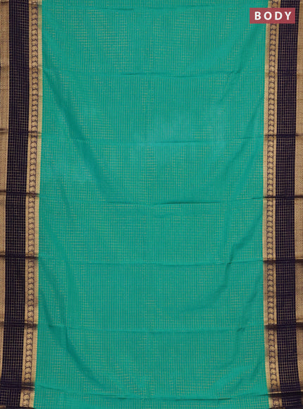 Teal Green & Navy Blue Semi Mysore Silk Saree