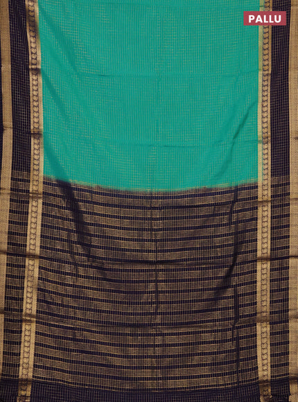 Teal Green & Navy Blue Semi Mysore Silk Saree