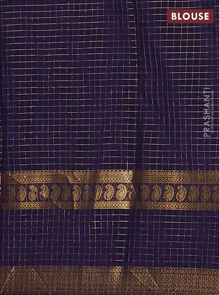 Teal Green & Navy Blue Semi Mysore Silk Saree