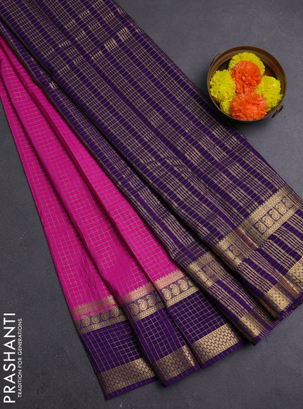 Pink & Violet Semi Mysore Silk Saree