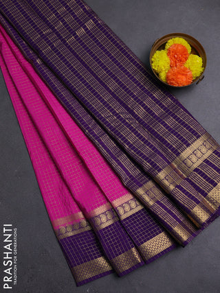Pink & Violet Semi Mysore Silk Saree