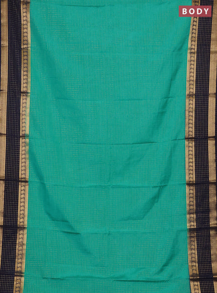Teal Green & Navy Blue Semi Mysore Silk Saree