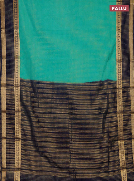Teal Green & Navy Blue Semi Mysore Silk Saree