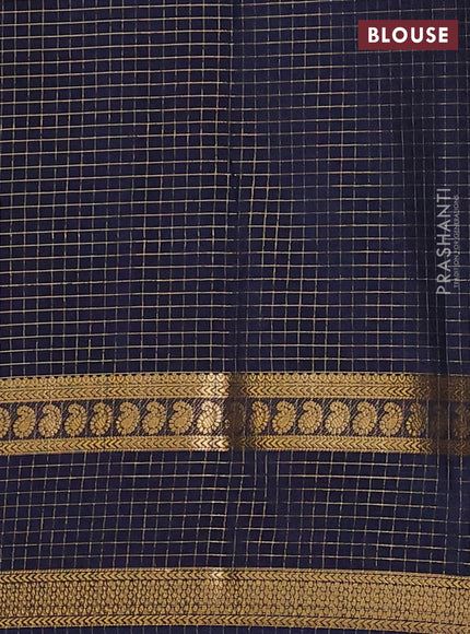 Teal Green & Navy Blue Semi Mysore Silk Saree