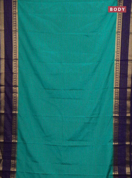 Teal Blue & Navy Blue Semi Mysore Silk Saree