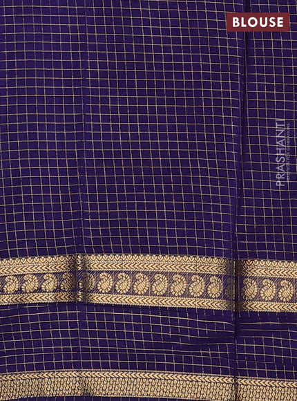 Teal Blue & Navy Blue Semi Mysore Silk Saree