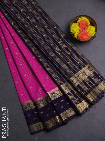Pink & Violet Semi Mysore Silk Saree