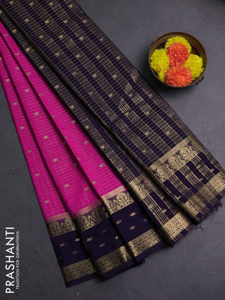 Pink & Violet Semi Mysore Silk Saree