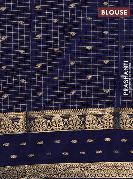 Teal Green & Navy Blue Semi Mysore Silk Saree