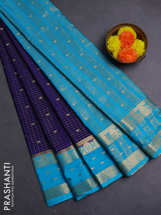 Navy Blue & Cs Blue Semi Mysore Silk Saree