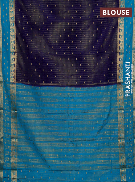 Navy Blue & Cs Blue Semi Mysore Silk Saree