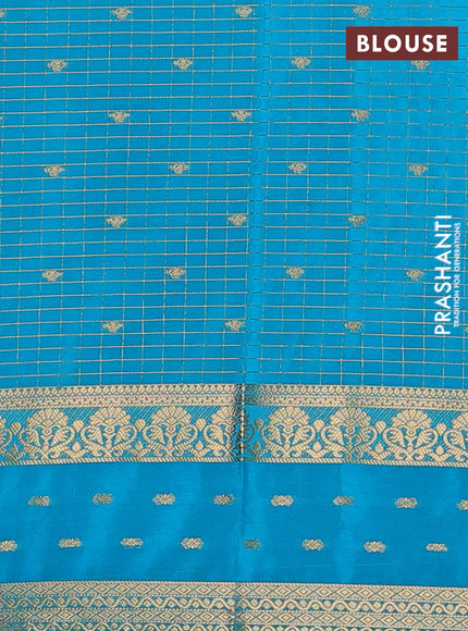 Navy Blue & Cs Blue Semi Mysore Silk Saree