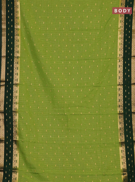 Lime Green & Green Semi Mysore Silk Saree