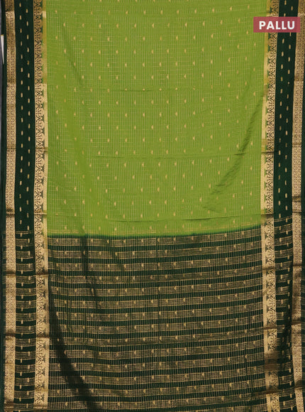 Lime Green & Green Semi Mysore Silk Saree