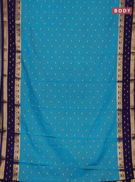 Teal Blue & Navy Blue Semi Mysore Silk Saree