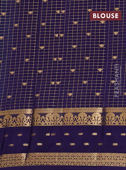 Teal Blue & Navy Blue Semi Mysore Silk Saree