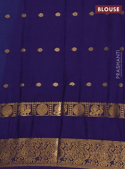 Teal Blue & Navy Blue Semi Mysore Silk Saree